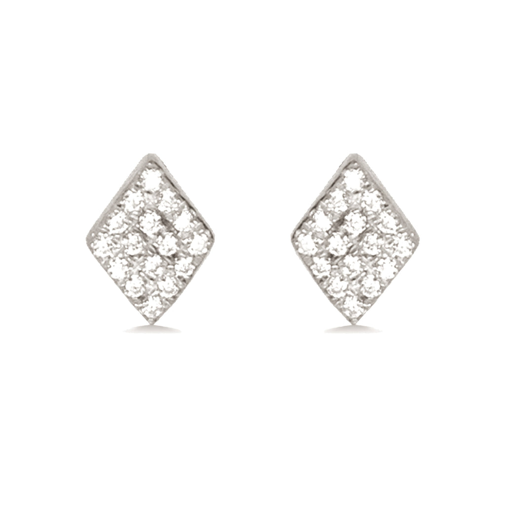 14K Gold Mini Diamond Shape Pave Diamond Stud Earrings ME24643