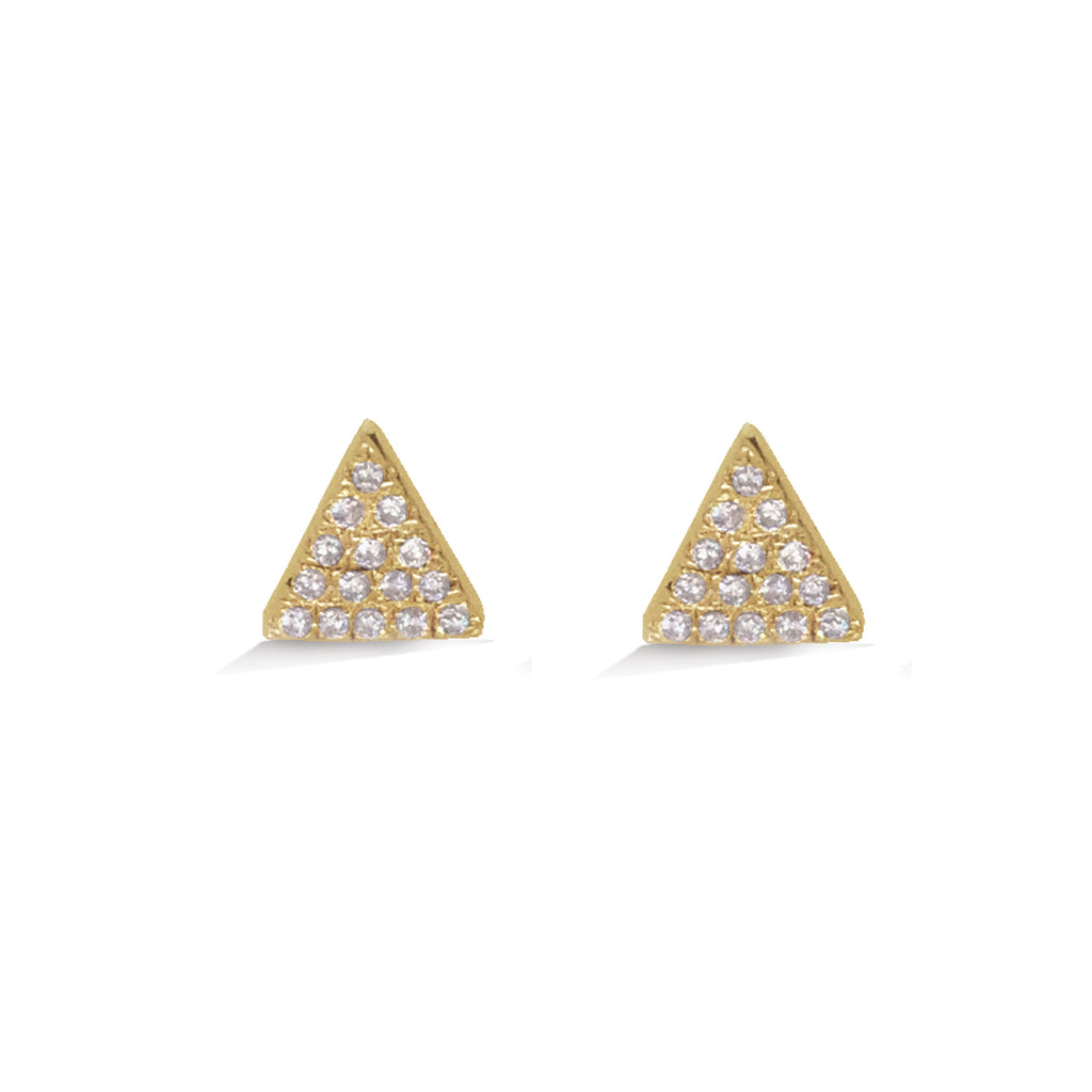 14K Gold Triangle Diamond Pave Stud Earring ME24651