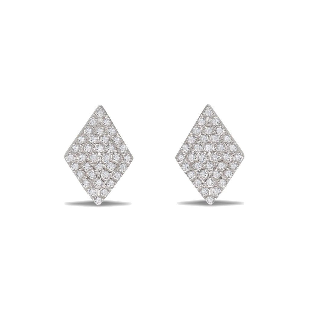 14K Gold Diamond Shape Pave Disc Diamond Stud Earrings ME24839