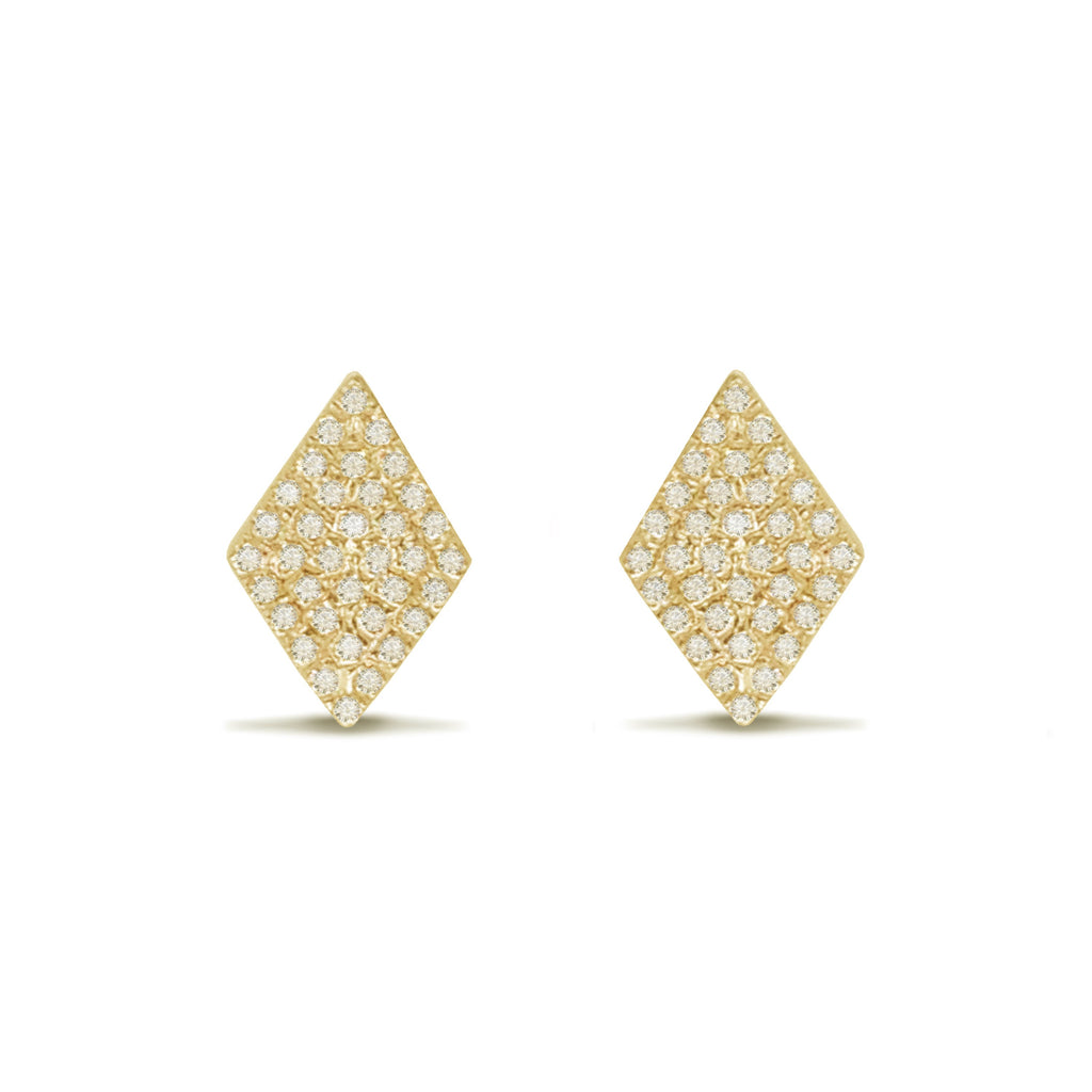 14K Gold Diamond Shape Pave Disc Diamond Stud Earrings ME24839