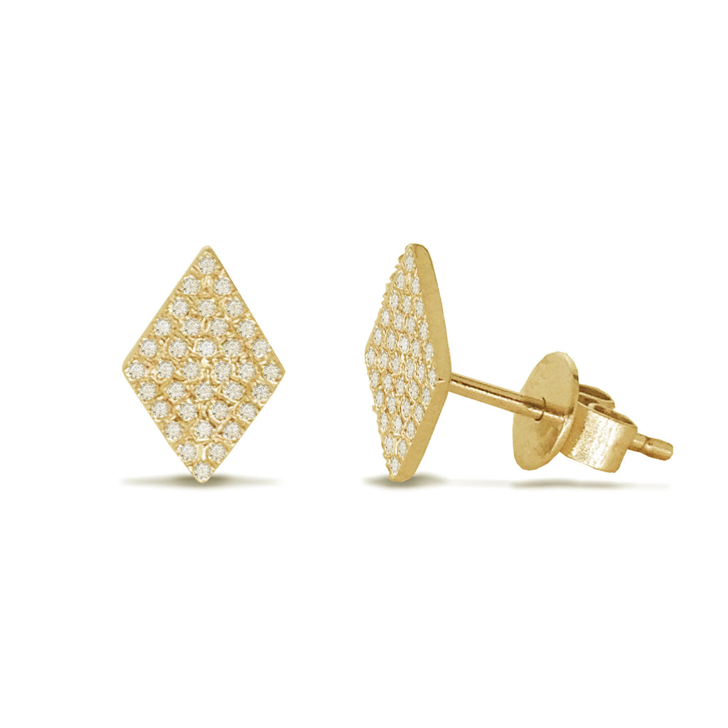 14K Gold Diamond Shape Pave Disc Diamond Stud Earrings ME24839