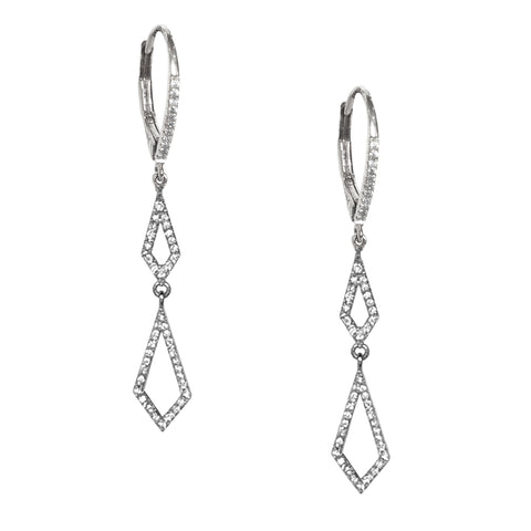 14K Offset Triangle Diamond Dangle Hoop Earrings ME23779