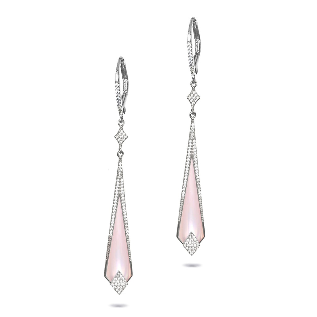 14k Gold Art Deco Mother of Pearl Diamond Earrings ME24913