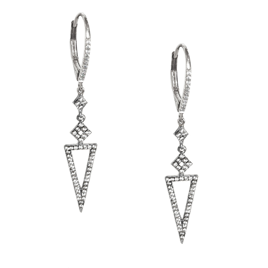 14k Inverted Open Triangle Pave Diamond Earrings ME24961