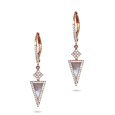 14k Mother of Pearl Diamond Dangle Earrings ME24875