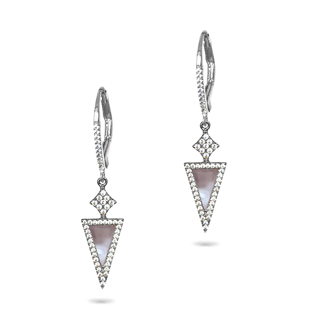 14k Gold Art Deco Mother of Pearl Diamond Earrings ME24964