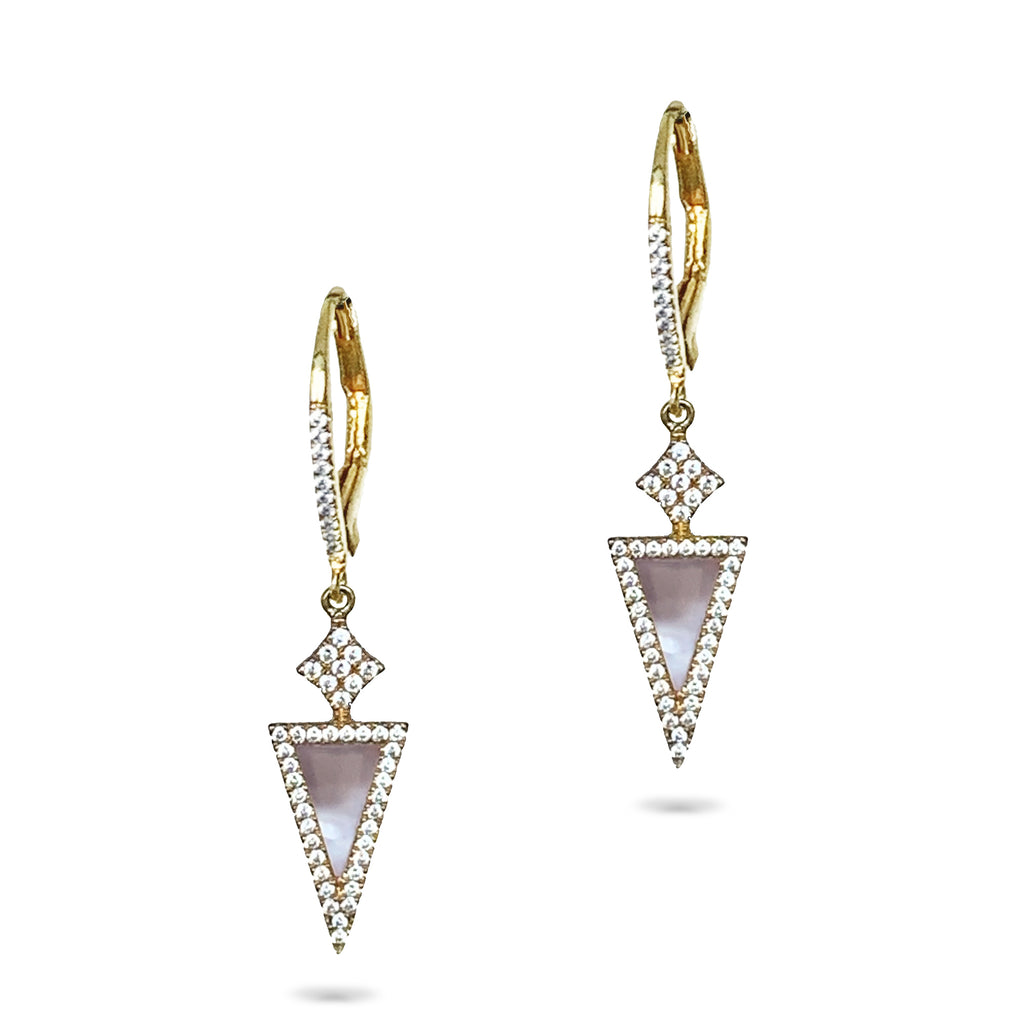 14k Gold Art Deco Mother of Pearl Diamond Earrings ME24964