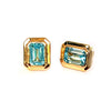 14k gold emerald cut blue topaz earrings ME2496BT