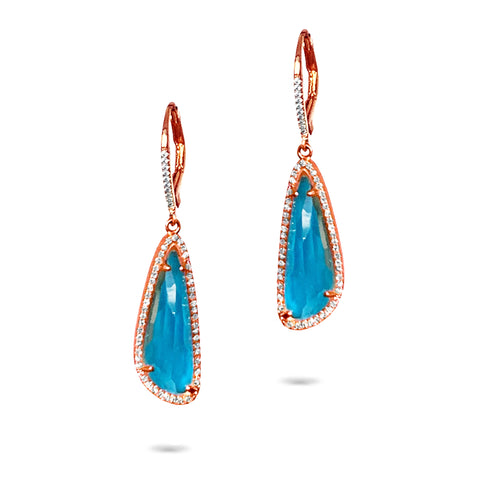 14k gold art deco turquoise and diamond dangle earrings ME26197TQ