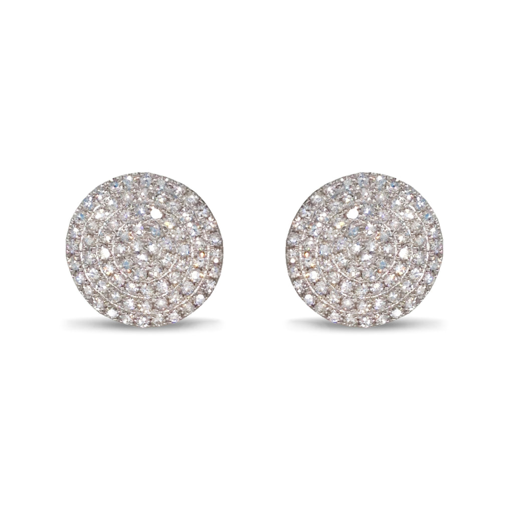 14K Pave Round Diamond Disc Stud Earrings ME26081