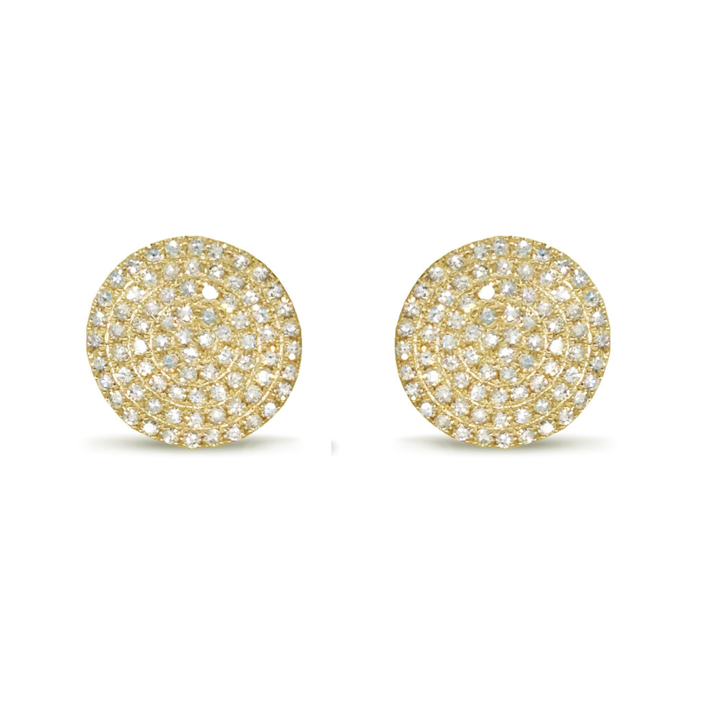14K Pave Round Diamond Disc Stud Earrings ME26081