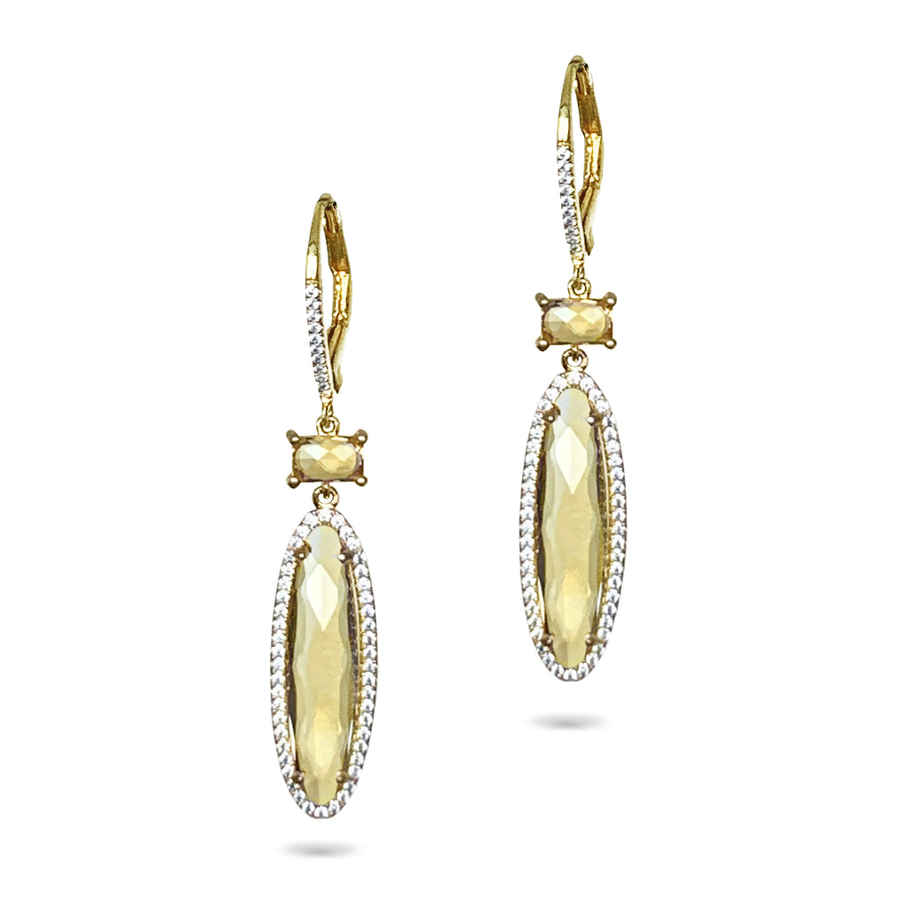14k oval citrine & diamond dangle earrings ME26193