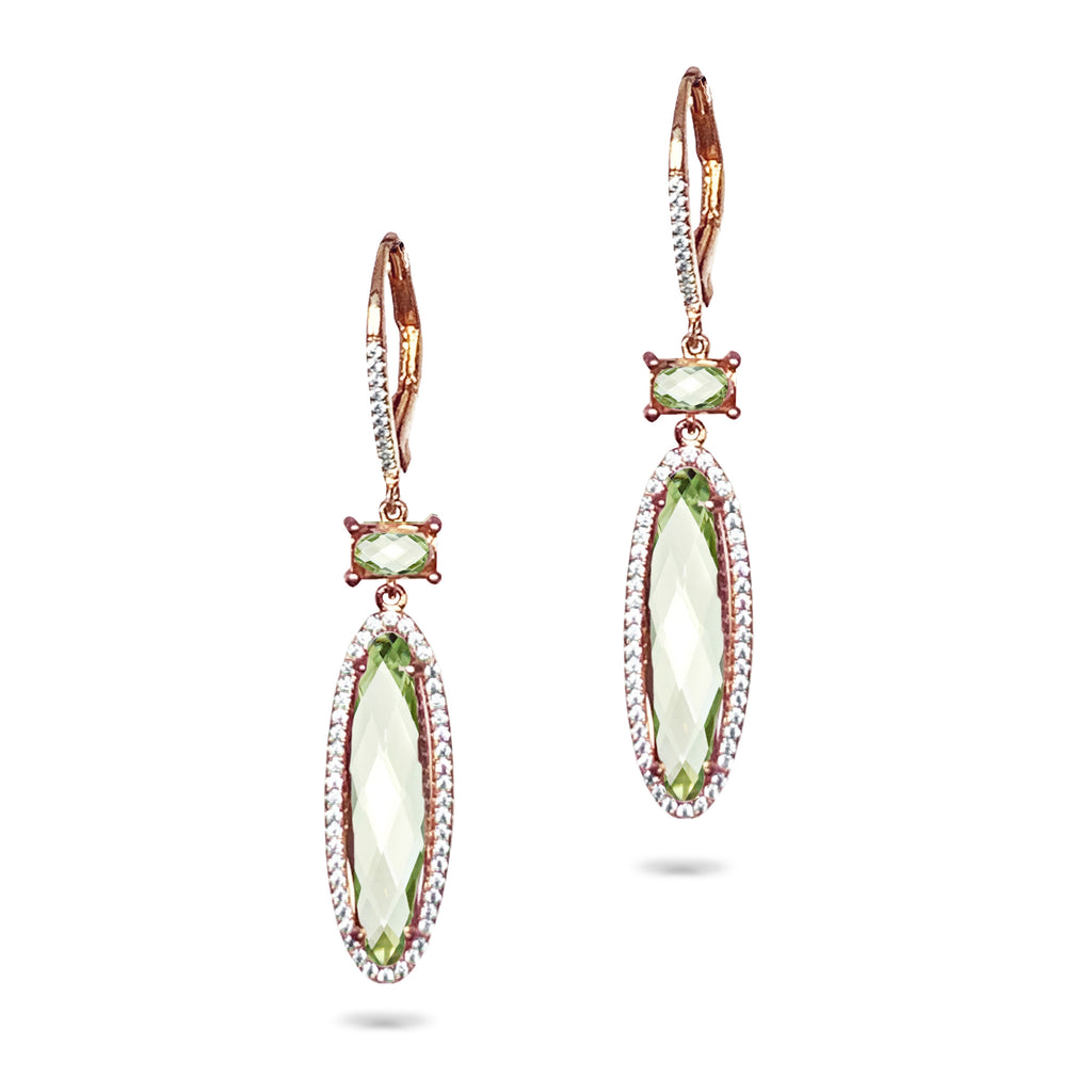 14k oval citrine & diamond dangle earrings ME26193