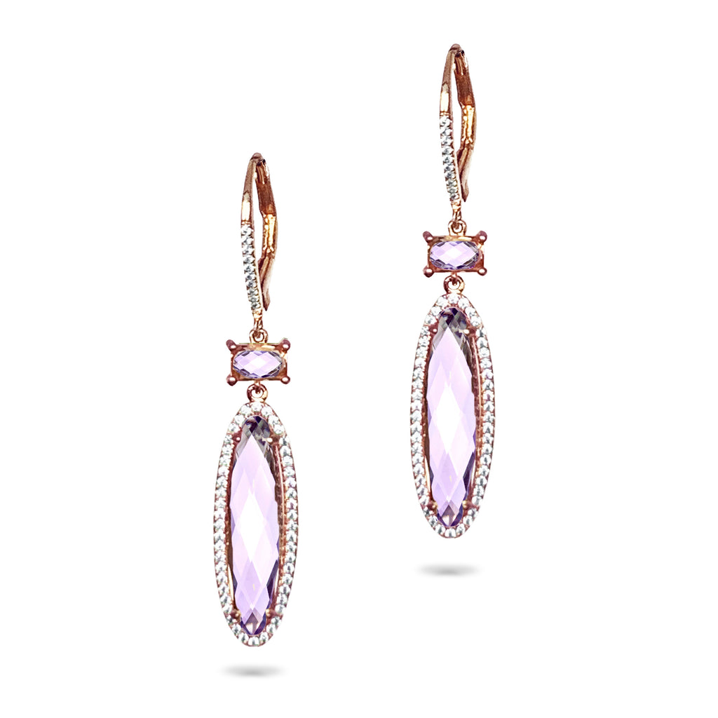 14k oval citrine & diamond dangle earrings ME26193