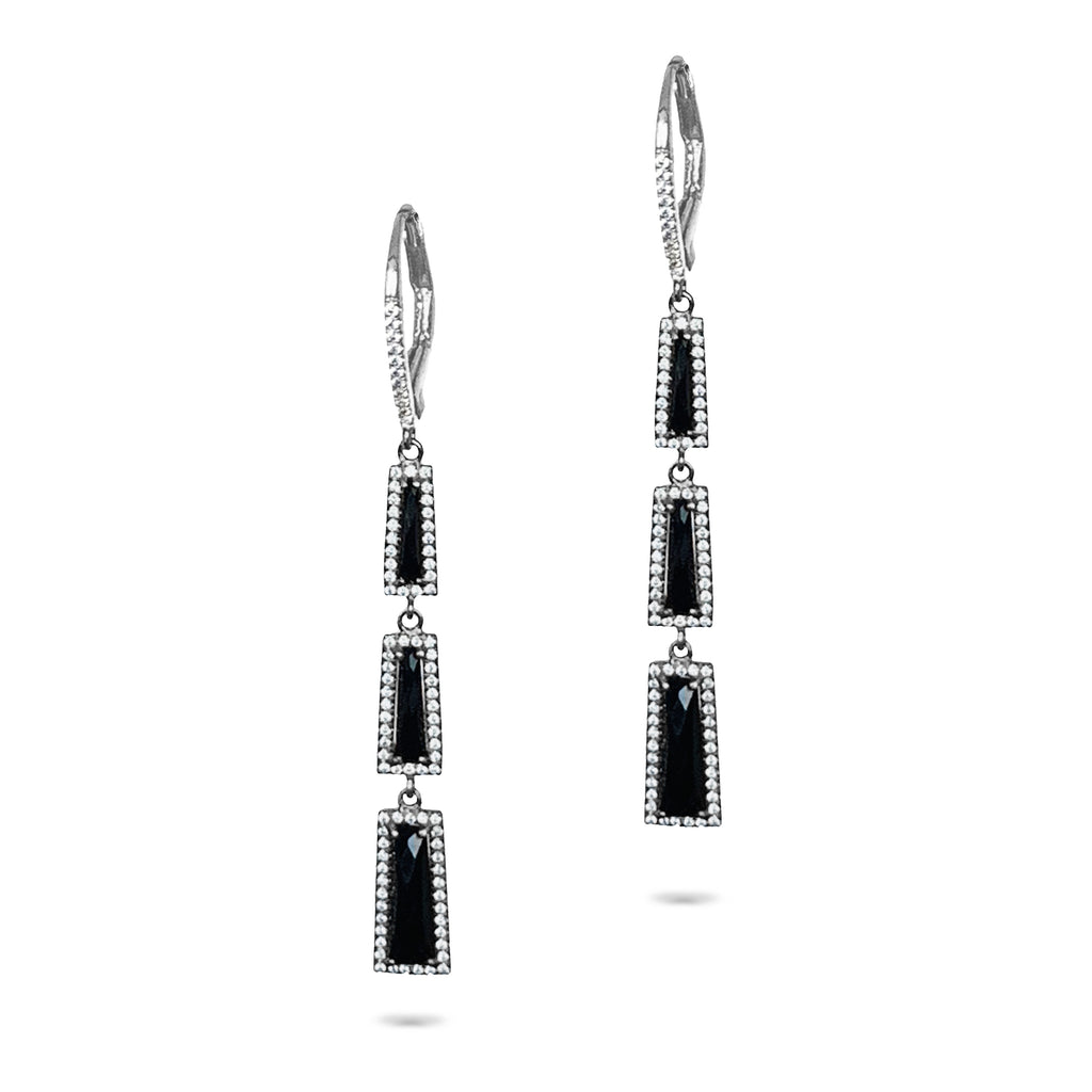 14k gold baguette onyx and diamond earrings ME26198