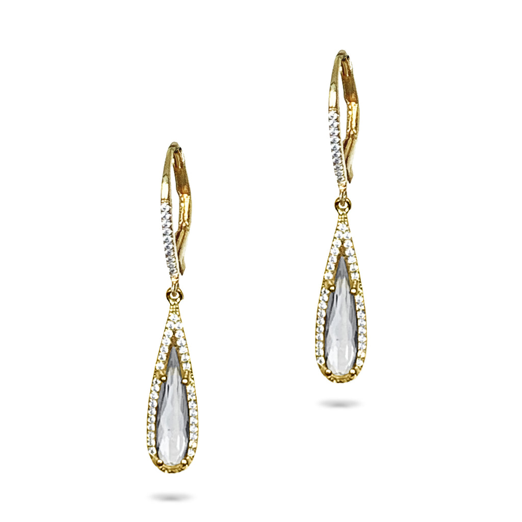14k Teardrop white topaz & diamond earrings ME26423