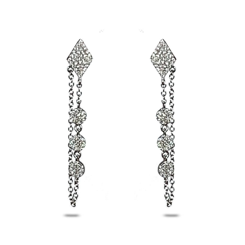 14K Kite Pave Diamond Discs Chain Earrings ME26806