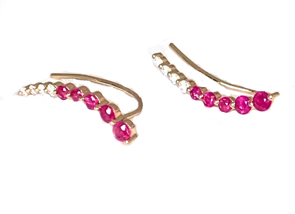 14K ruby and diamond ear climber ME27554R