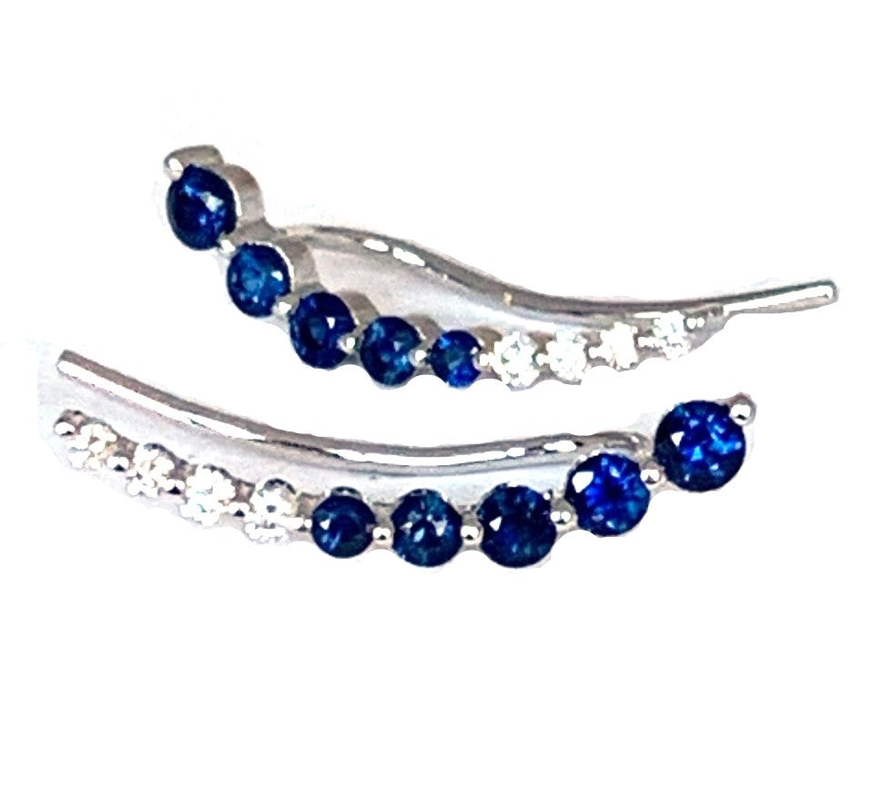 14K blue sapphire and diamond ear climber ME27554BS