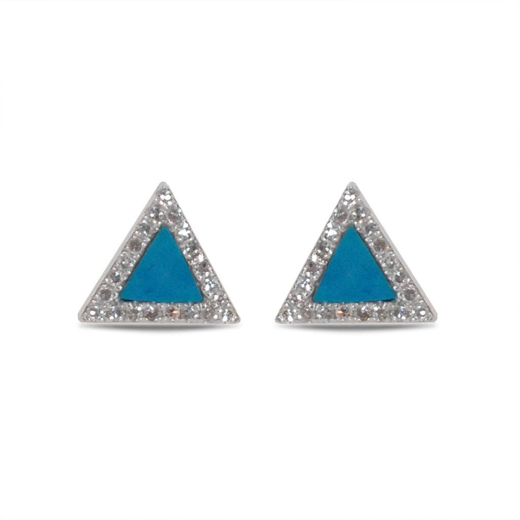 14K Gold Diamond Turquoise Triangle Stud Earring ME2803TQ