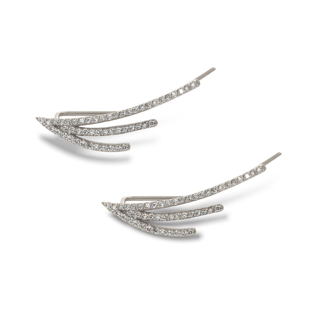 14K Gold Three Branch Diamond Climber Earring ME2919