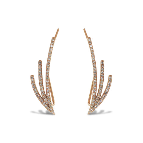 14K Gold Two Branch Diamond Climber Earrings ME551386