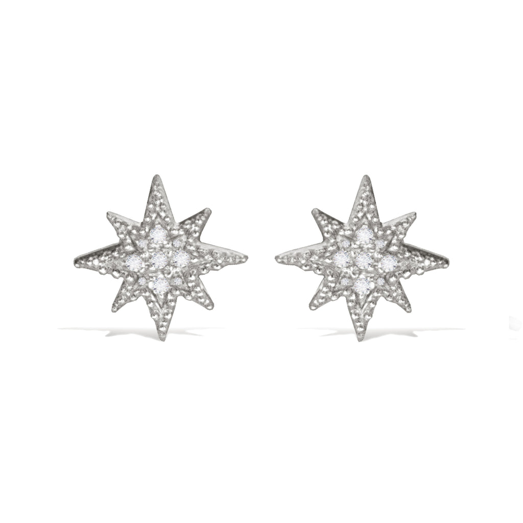 14K Gold Diamond Star Burst Stud Earring ME2949