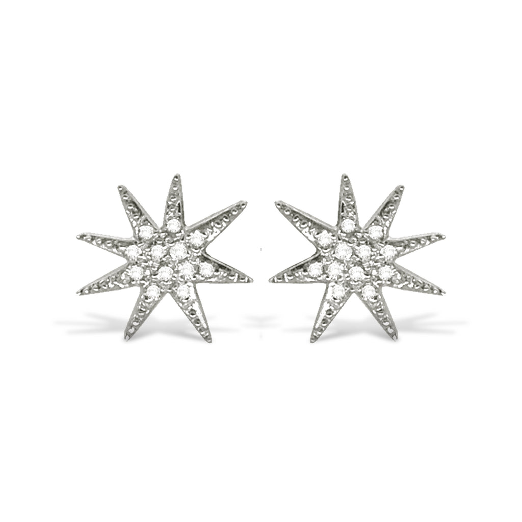 14K Gold Diamond Starburst Stud Earring ME3048
