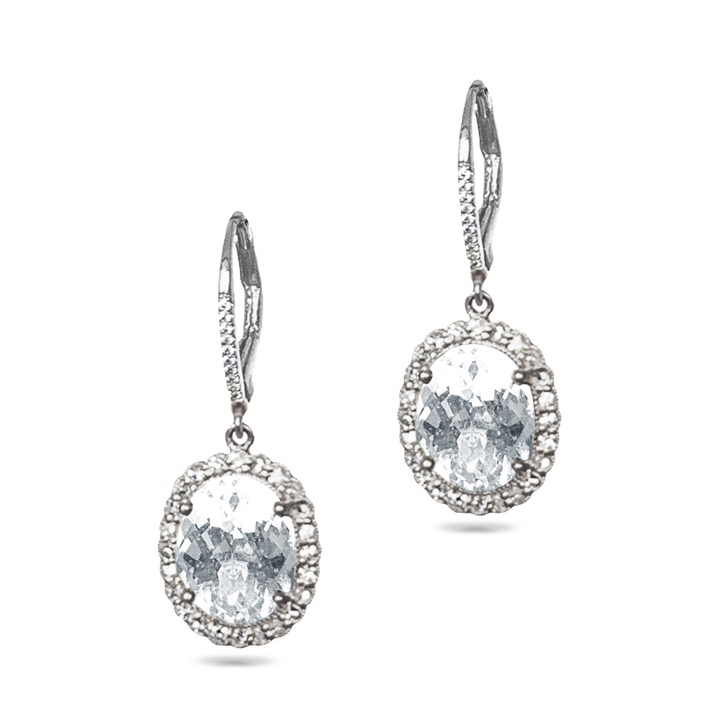 14k oval white topaz & diamond halo earrings ME31591WT