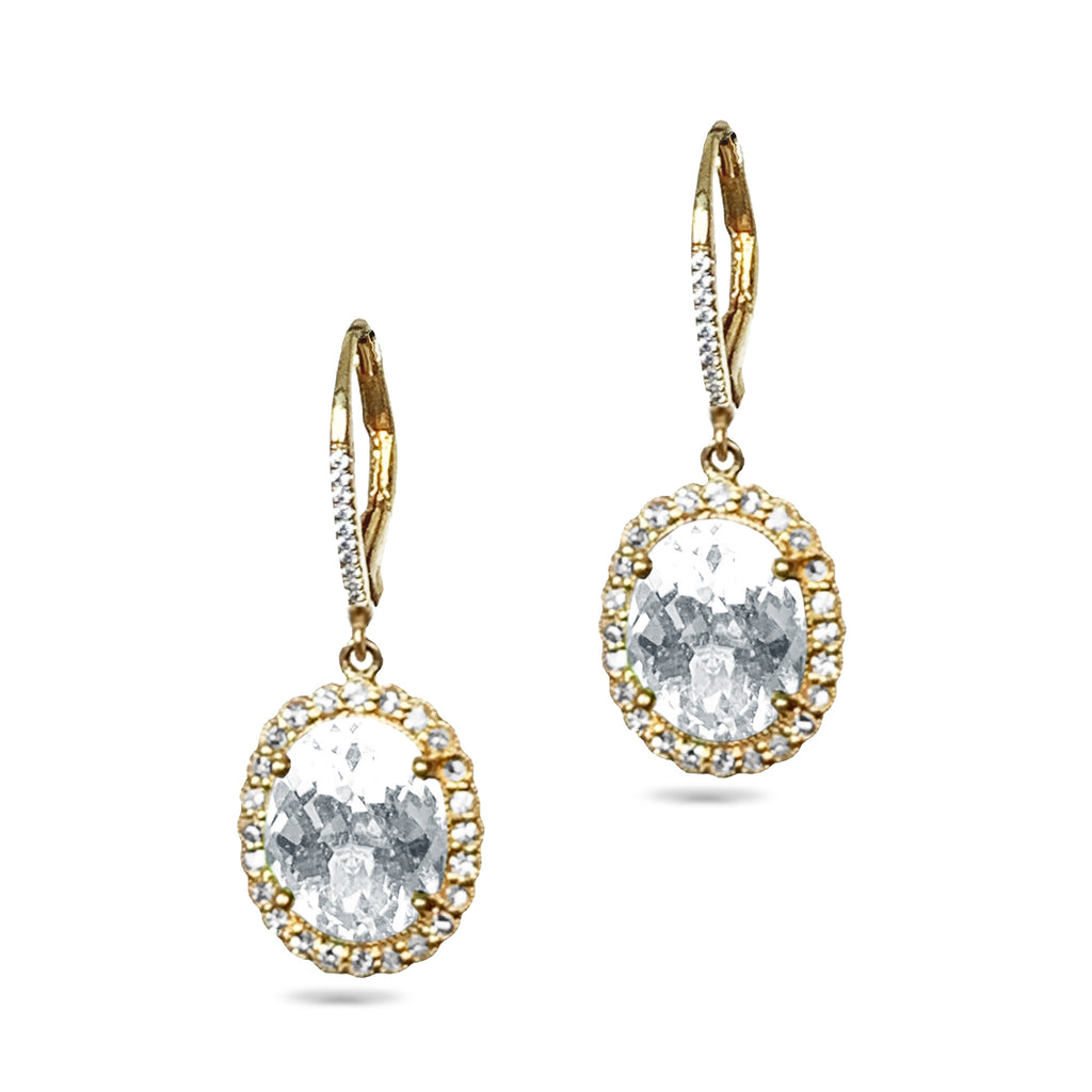 14k oval white topaz & diamond halo earrings ME31591WT