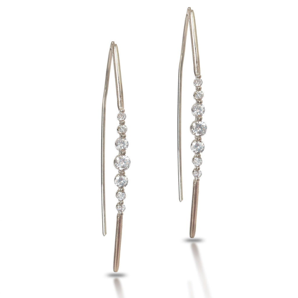 14K Half Hoop Diamond Dangle Earrings ME3372