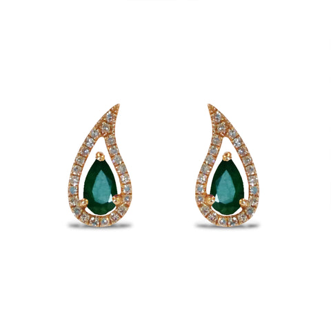 14K gold diamond & emerald mini hoop earrings ME2420DE