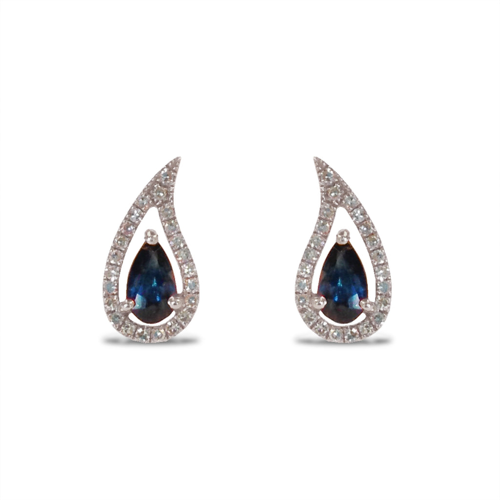 14K Teardrop Blue Sapphire Stud Earrings ME3547S