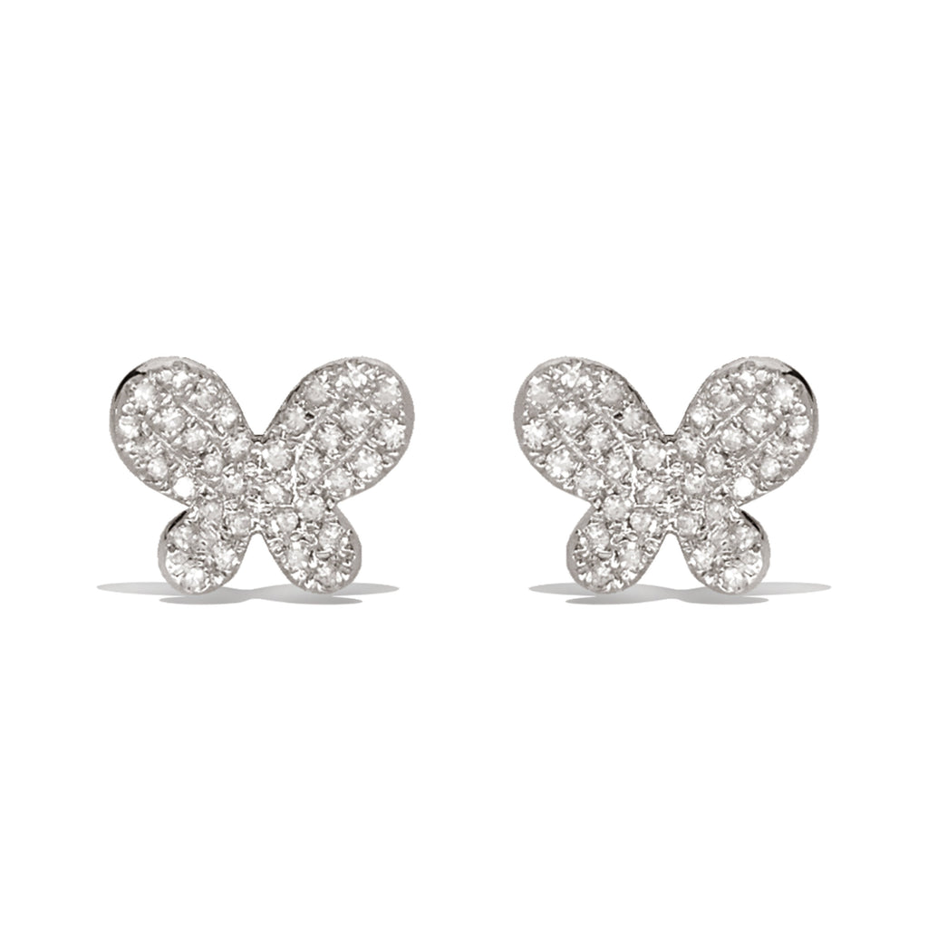 14K Gold Diamond Pave Butterfly Stud Earrings ME3621