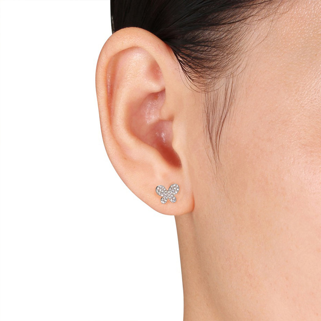 14K Gold Diamond Pave Butterfly Stud Earrings ME3621