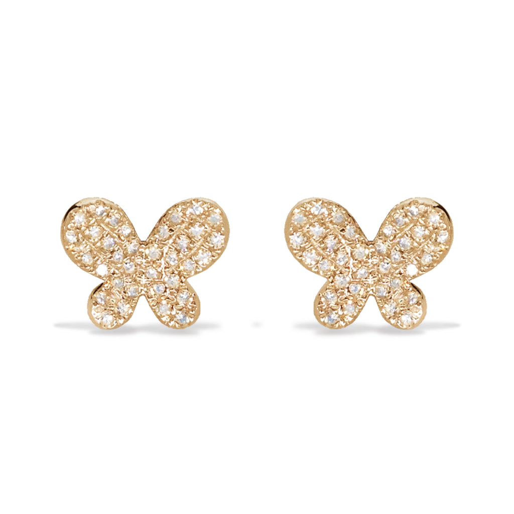 14K Gold Diamond Pave Butterfly Stud Earrings ME3621