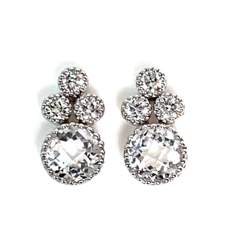 14K beaded frame diamond cluster stud earrings ME2430