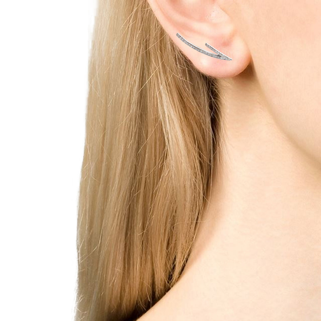 14K Gold Two Branch Diamond Climber Earrings ME551386