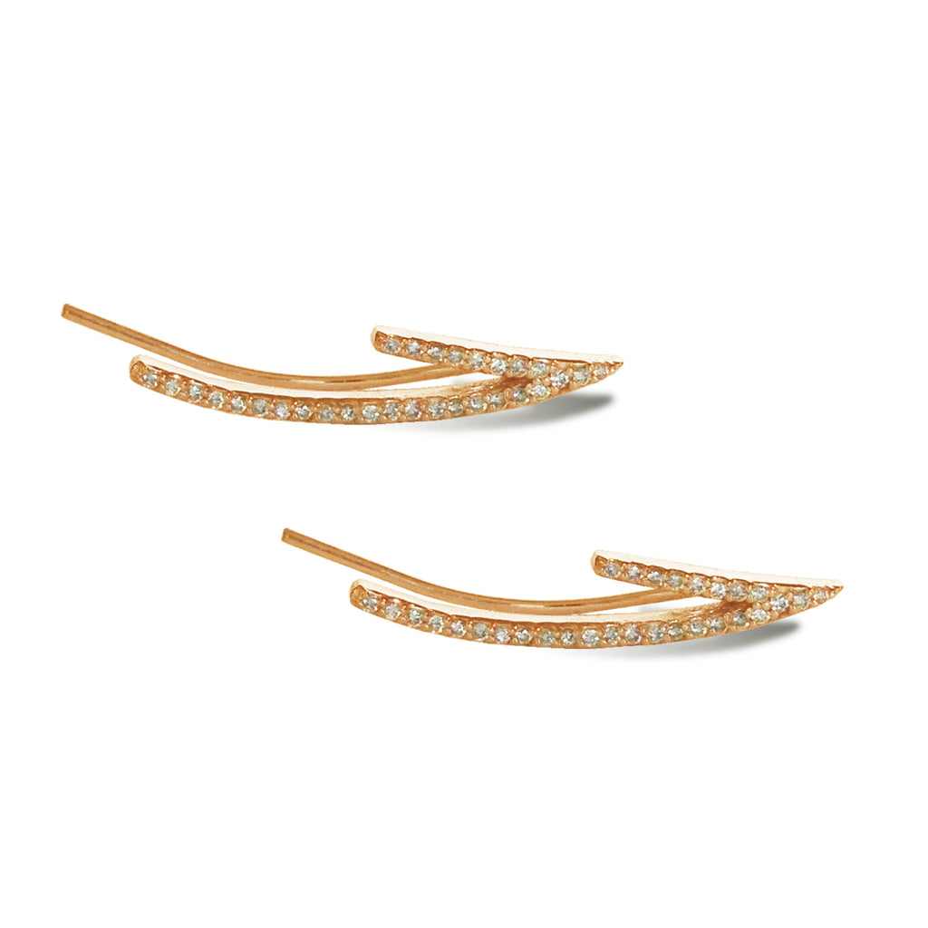 14K Gold Two Branch Diamond Climber Earrings ME551386