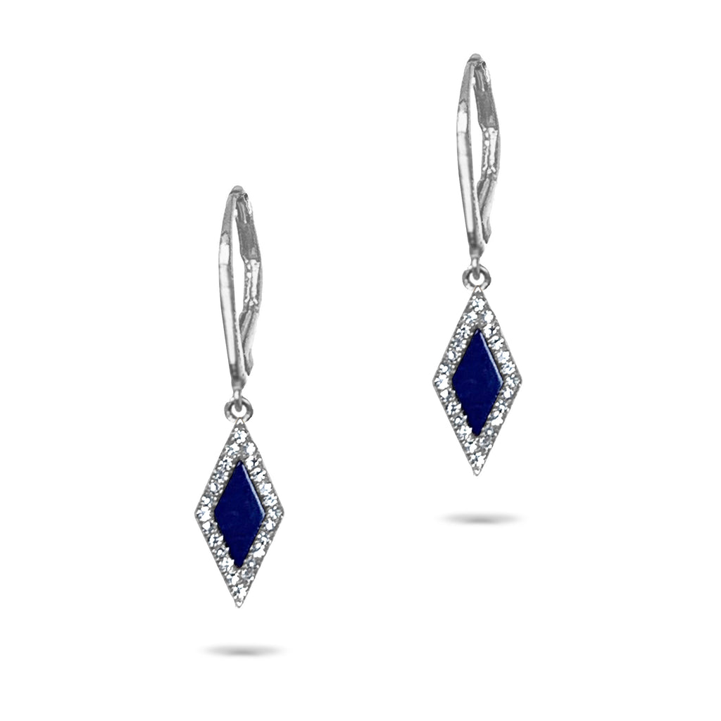 14k gold diamond shape lapis dangle earrings ME71675LP