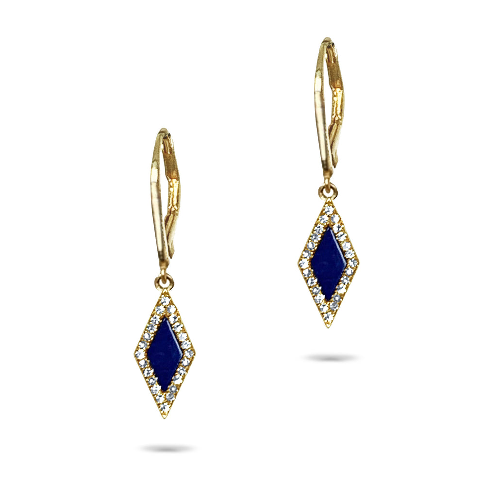 14k gold diamond shape lapis dangle earrings ME71675LP