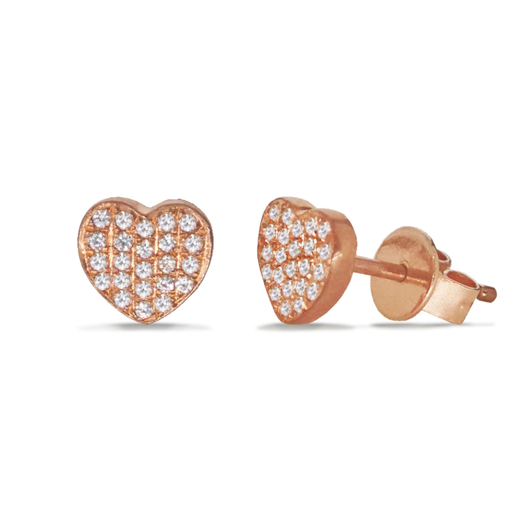 14K Gold Pave Diamond Heart Stud Earring ME8953