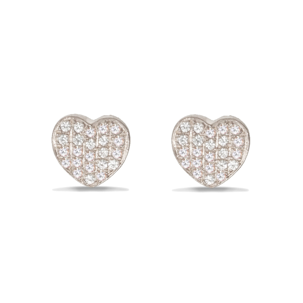 14K Gold Pave Diamond Heart Stud Earring ME8953