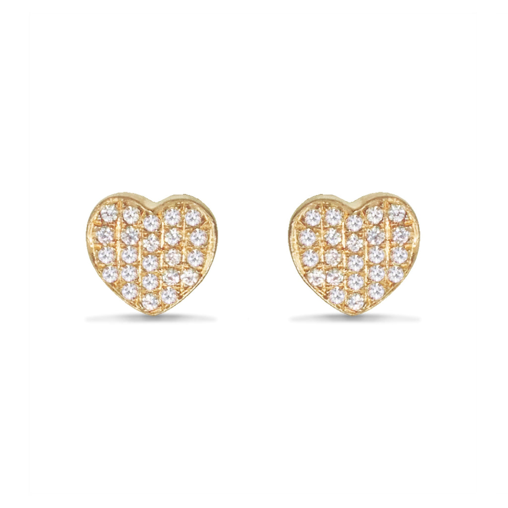 14K Gold Pave Diamond Heart Stud Earring ME8953