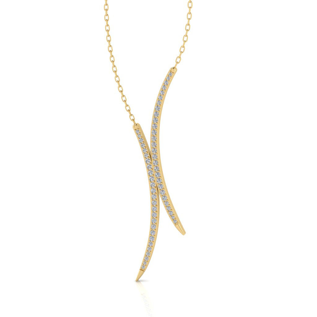 14k gold double crescent moon diamond necklace MN0753