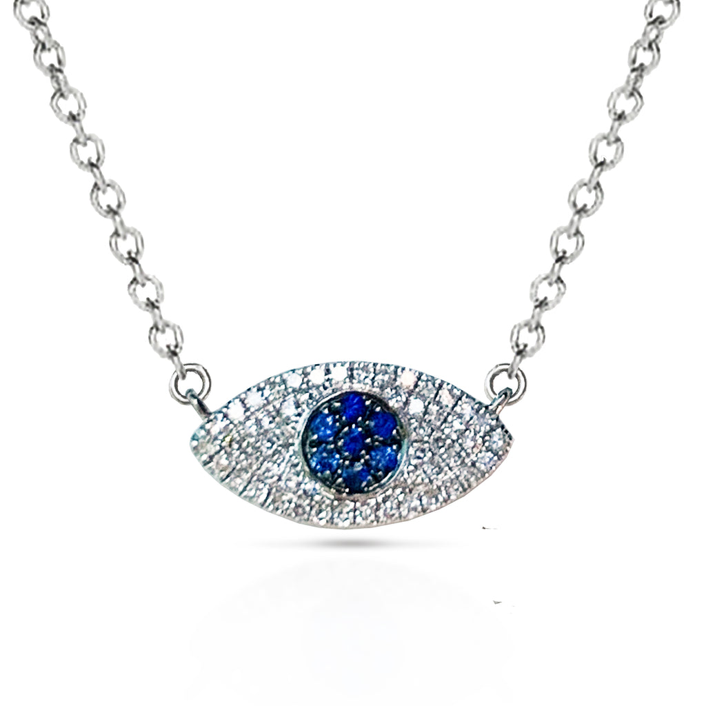 14k sapphire & diamond evil eye necklace MN11873