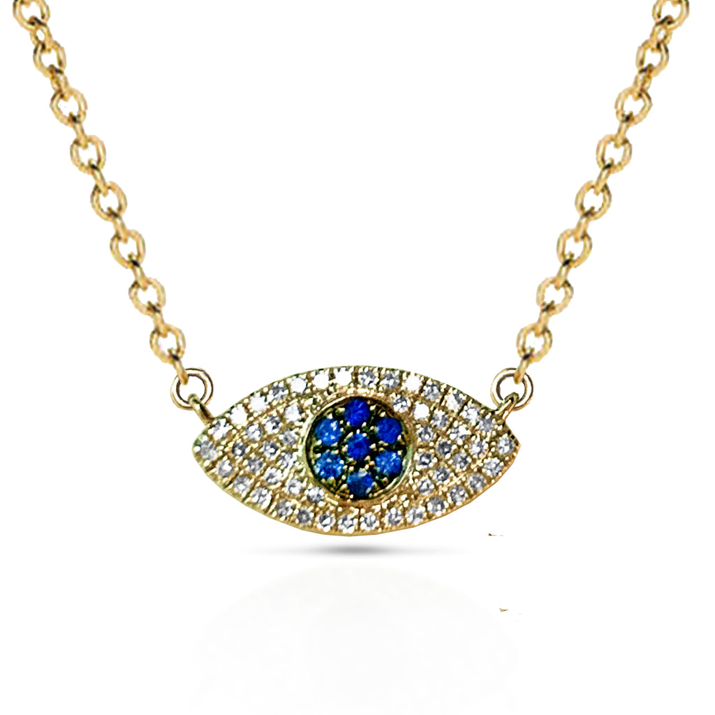 14k sapphire & diamond evil eye necklace MN11873