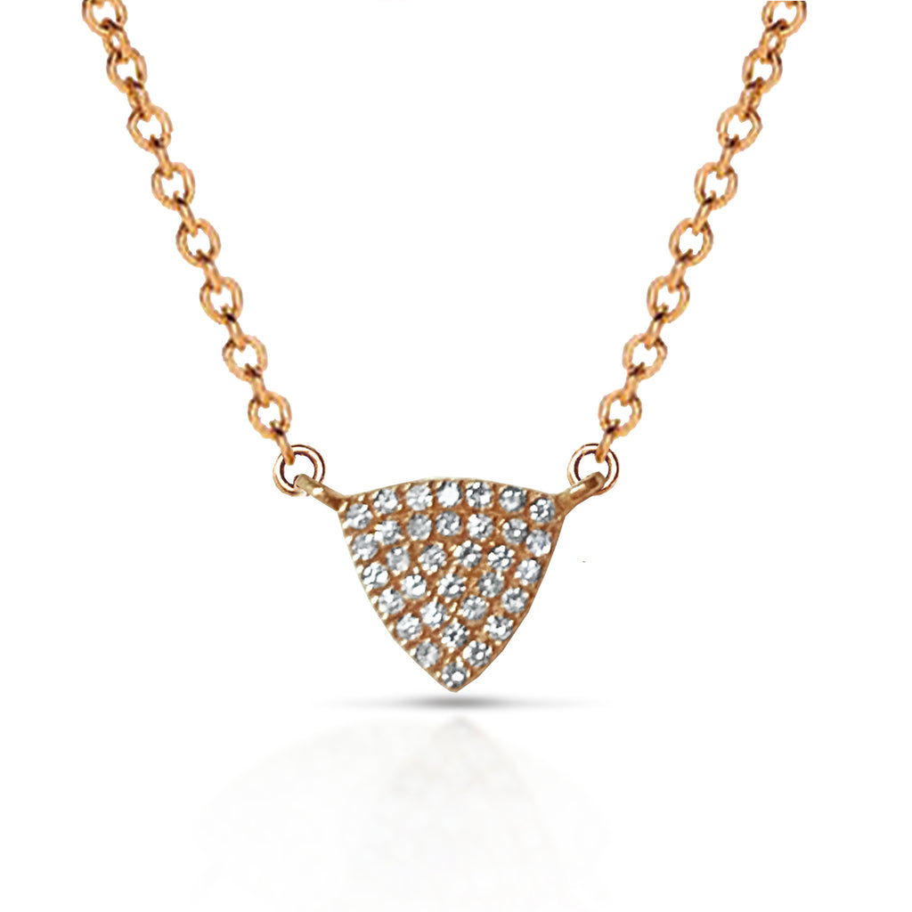 14k Petite pave trillion charm necklace MN24838