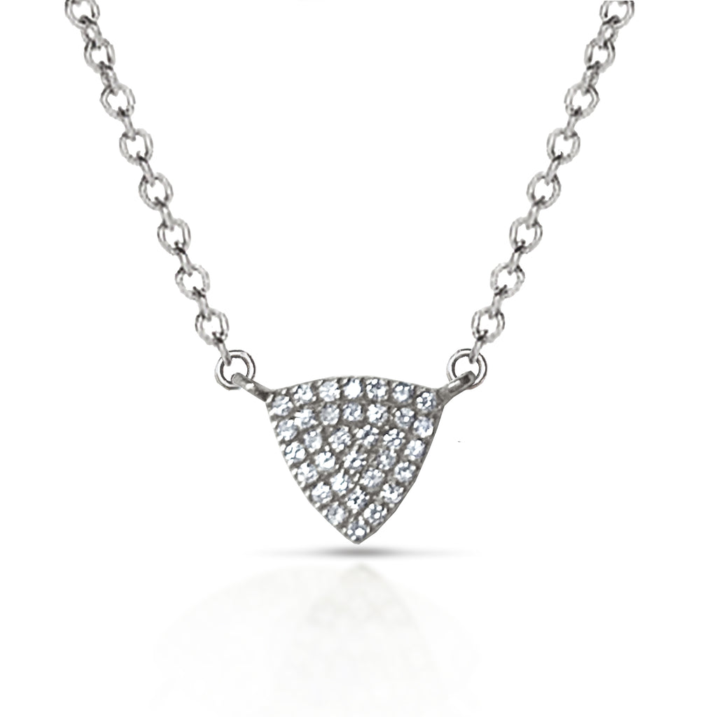 14k Petite pave trillion charm necklace MN24838
