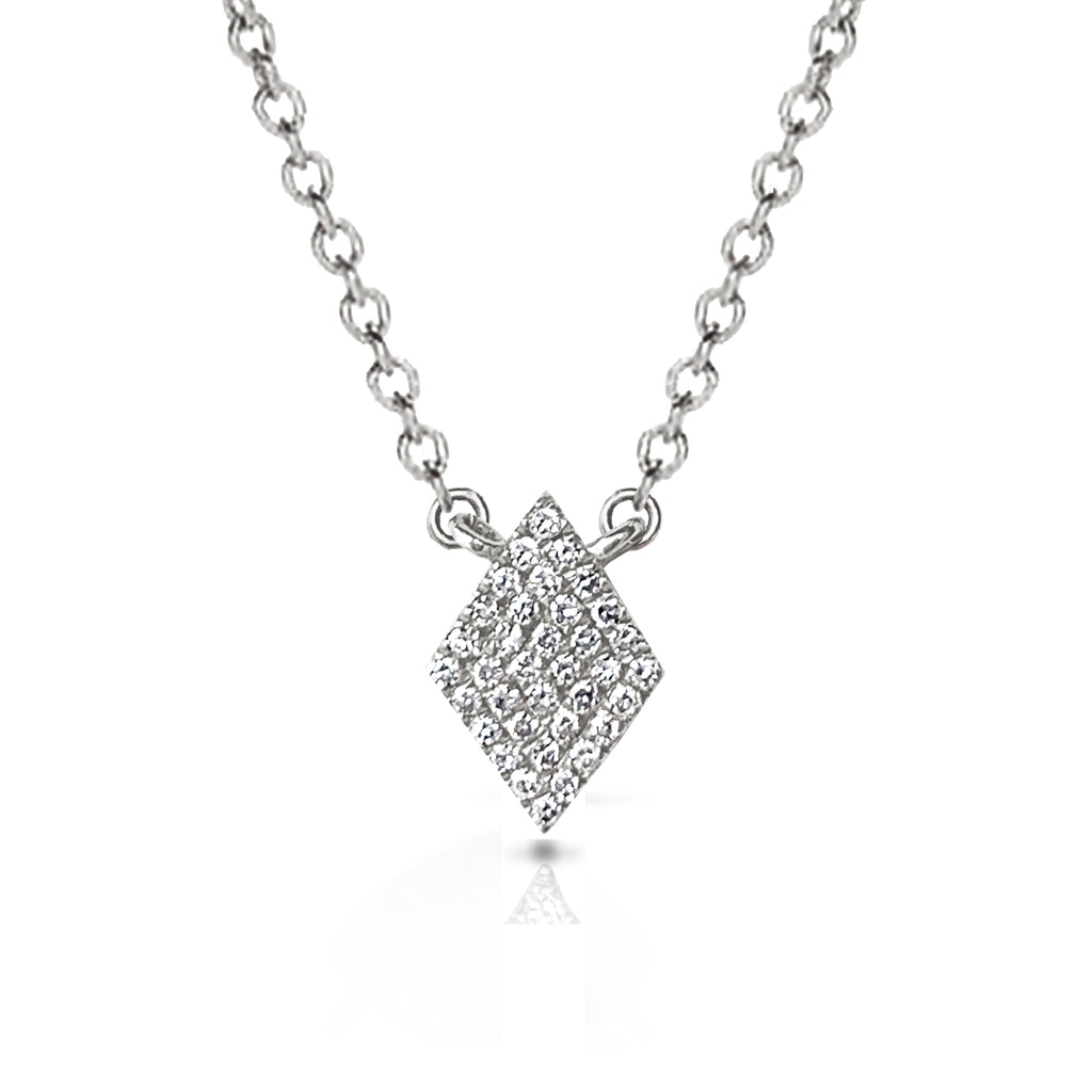 14k Petite pave diamond shape charm necklace MN24839